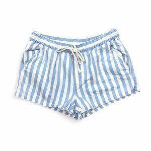 Aerie Blue White Striped Drawstring‎ Comfy Beach Shorts Summer Size S